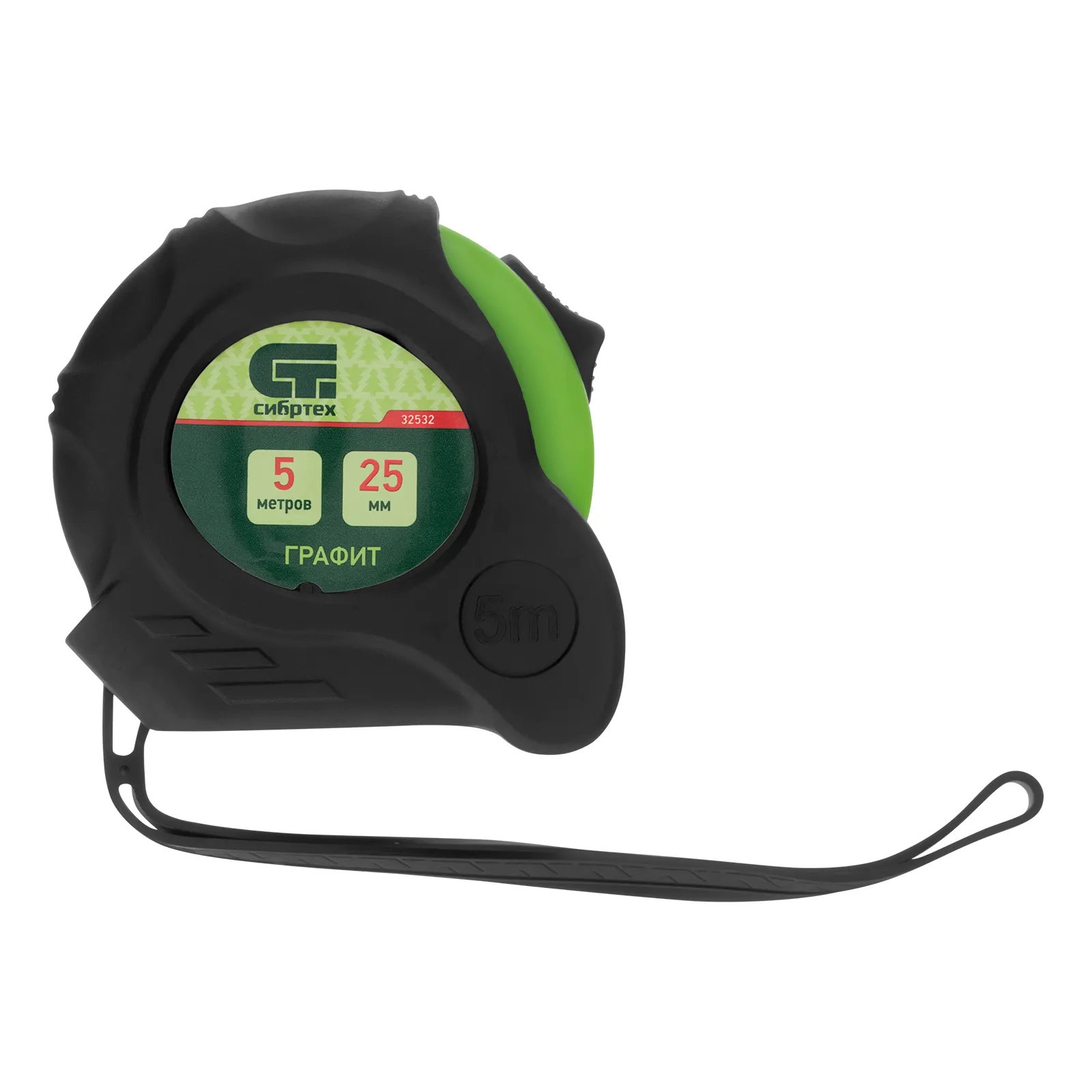 картинка Рулетка Графит,обрезиненный корпус,амортизатор,5 м х 25 мм Сибртех от магазина Одежда+