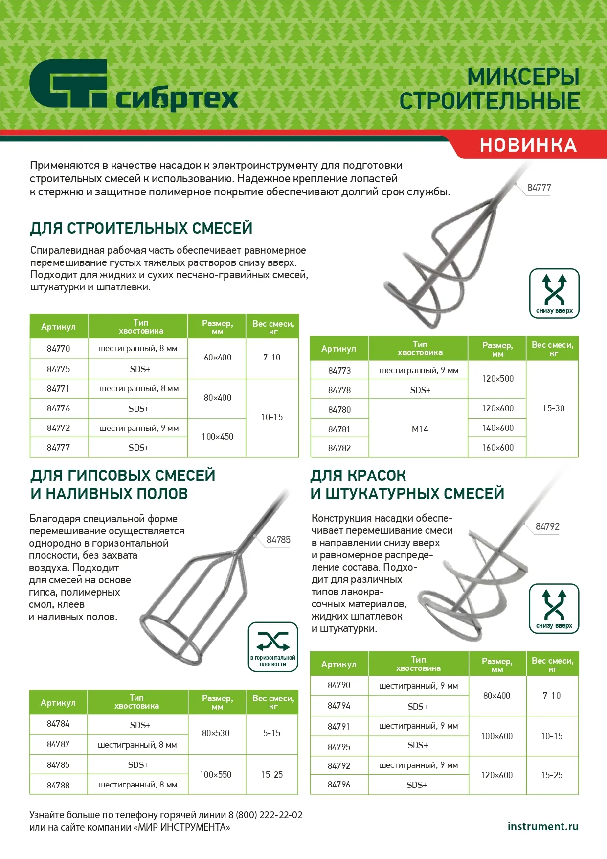 картинка Миксер для строительных смесей, 100х450мм, хвостовик SDS plus Сибртех от магазина Одежда+