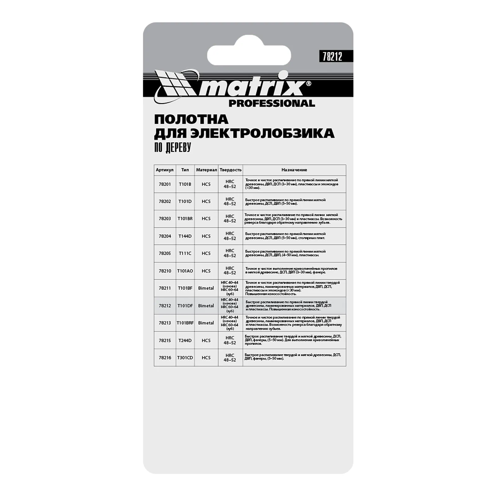 картинка Полотна для электролобзика по дереву, 3 шт, T101DF, 75 x 4 мм, Bimetal Matrix Professional от магазина Одежда+